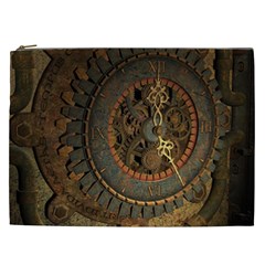 Steampunk, Awesoeme Clock, Rusty Metal Cosmetic Bag (xxl)  by FantasyWorld7