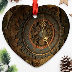 Steampunk, Awesoeme Clock, Rusty Metal Ornament (heart) by FantasyWorld7