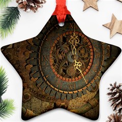 Steampunk, Awesoeme Clock, Rusty Metal Ornament (star)