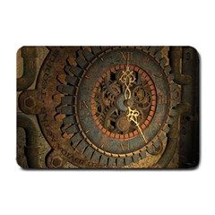 Steampunk, Awesoeme Clock, Rusty Metal Small Doormat  by FantasyWorld7