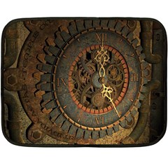 Steampunk, Awesoeme Clock, Rusty Metal Double Sided Fleece Blanket (mini)  by FantasyWorld7