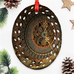 Steampunk, Awesoeme Clock, Rusty Metal Ornament (oval Filigree) by FantasyWorld7