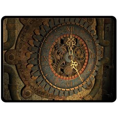 Steampunk, Awesoeme Clock, Rusty Metal Double Sided Fleece Blanket (large)  by FantasyWorld7