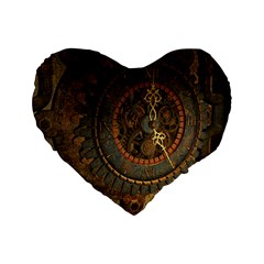 Steampunk, Awesoeme Clock, Rusty Metal Standard 16  Premium Flano Heart Shape Cushions