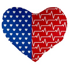 Usa Flag Large 19  Premium Heart Shape Cushions by stockimagefolio1