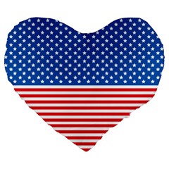 Usa Flag Large 19  Premium Heart Shape Cushions