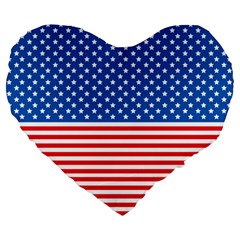 Usa Flag Large 19  Premium Flano Heart Shape Cushions by stockimagefolio1