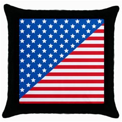 Usa Flag Throw Pillow Case (black) by stockimagefolio1