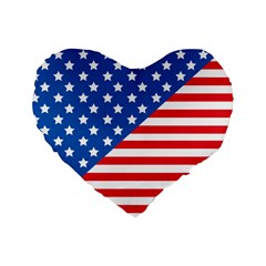 Usa Flag Standard 16  Premium Heart Shape Cushions by stockimagefolio1