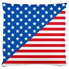 Usa Flag Large Flano Cushion Case (one Side)