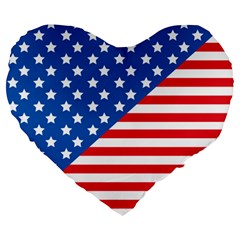 Usa Flag Large 19  Premium Flano Heart Shape Cushions