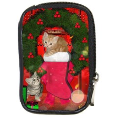 Christmas, Funny Kitten With Gifts Compact Camera Cases by FantasyWorld7