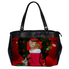 Christmas, Funny Kitten With Gifts Office Handbags by FantasyWorld7