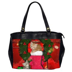 Christmas, Funny Kitten With Gifts Office Handbags (2 Sides)  by FantasyWorld7