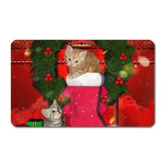 Christmas, Funny Kitten With Gifts Magnet (rectangular) by FantasyWorld7