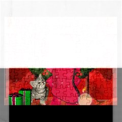 Christmas, Funny Kitten With Gifts Rectangular Jigsaw Puzzl by FantasyWorld7