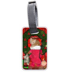 Christmas, Funny Kitten With Gifts Luggage Tags (one Side)  by FantasyWorld7