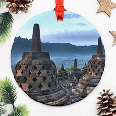 Borobudur Temple  Morning Serenade Ornament (round) by Nexatart