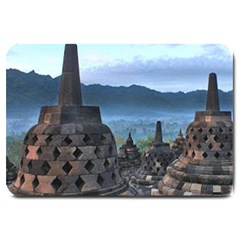 Borobudur Temple  Morning Serenade Large Doormat  by Nexatart