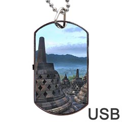 Borobudur Temple  Morning Serenade Dog Tag Usb Flash (one Side) by Nexatart