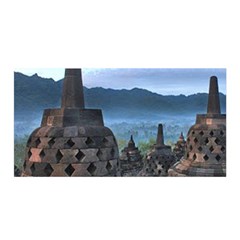 Borobudur Temple  Morning Serenade Satin Wrap by Nexatart