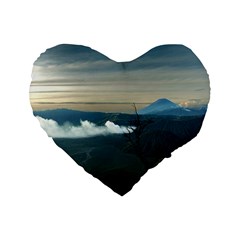 Bromo Caldera De Tenegger  Indonesia Standard 16  Premium Flano Heart Shape Cushions by Nexatart