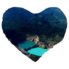 Kelimutu Crater Lakes  Indonesia Large 19  Premium Heart Shape Cushions by Nexatart