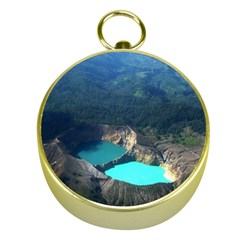 Kelimutu Crater Lakes  Indonesia Gold Compasses by Nexatart