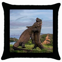 Komodo Dragons Fight Throw Pillow Case (black) by Nexatart