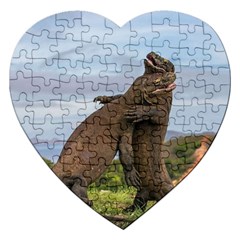 Komodo Dragons Fight Jigsaw Puzzle (heart) by Nexatart