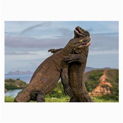 Komodo Dragons Fight Large Glasses Cloth by Nexatart