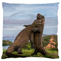 Komodo Dragons Fight Large Flano Cushion Case (one Side) by Nexatart