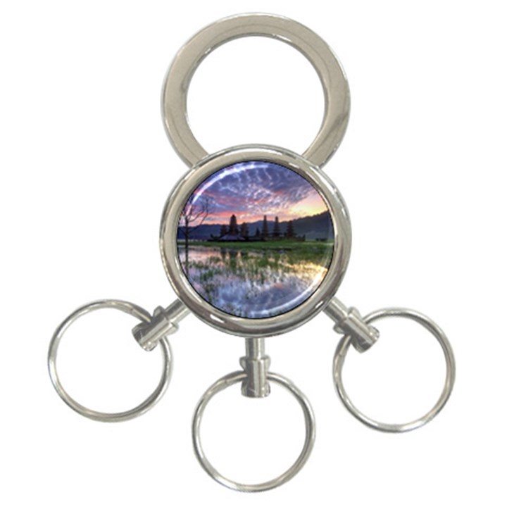 Tamblingan Morning Reflection Tamblingan Lake Bali  Indonesia 3-Ring Key Chains