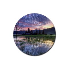 Tamblingan Morning Reflection Tamblingan Lake Bali  Indonesia Rubber Coaster (round)  by Nexatart