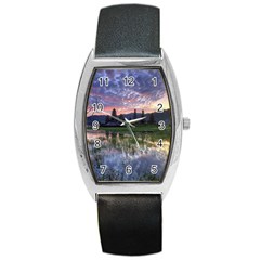 Tamblingan Morning Reflection Tamblingan Lake Bali  Indonesia Barrel Style Metal Watch by Nexatart