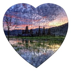 Tamblingan Morning Reflection Tamblingan Lake Bali  Indonesia Jigsaw Puzzle (heart) by Nexatart