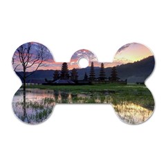 Tamblingan Morning Reflection Tamblingan Lake Bali  Indonesia Dog Tag Bone (two Sides) by Nexatart