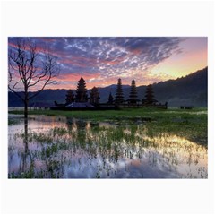 Tamblingan Morning Reflection Tamblingan Lake Bali  Indonesia Large Glasses Cloth (2-side) by Nexatart