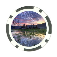 Tamblingan Morning Reflection Tamblingan Lake Bali  Indonesia Poker Chip Card Guard by Nexatart