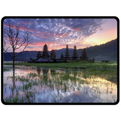 Tamblingan Morning Reflection Tamblingan Lake Bali  Indonesia Fleece Blanket (large)  by Nexatart