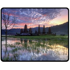 Tamblingan Morning Reflection Tamblingan Lake Bali  Indonesia Fleece Blanket (medium)  by Nexatart