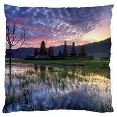 Tamblingan Morning Reflection Tamblingan Lake Bali  Indonesia Large Cushion Case (one Side) by Nexatart