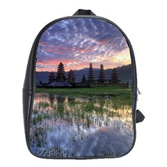 Tamblingan Morning Reflection Tamblingan Lake Bali  Indonesia School Bag (xl) by Nexatart