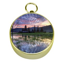 Tamblingan Morning Reflection Tamblingan Lake Bali  Indonesia Gold Compasses by Nexatart