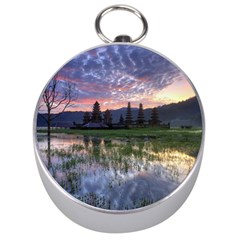 Tamblingan Morning Reflection Tamblingan Lake Bali  Indonesia Silver Compasses by Nexatart