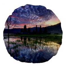 Tamblingan Morning Reflection Tamblingan Lake Bali  Indonesia Large 18  Premium Flano Round Cushions by Nexatart