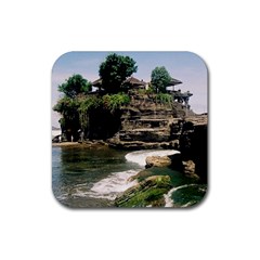 Tanah Lot Bali Indonesia Rubber Coaster (square)  by Nexatart