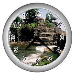 Tanah Lot Bali Indonesia Wall Clocks (silver)  by Nexatart