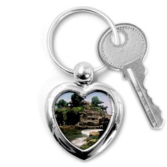 Tanah Lot Bali Indonesia Key Chains (heart)  by Nexatart