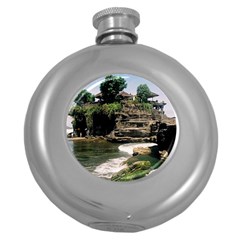 Tanah Lot Bali Indonesia Round Hip Flask (5 Oz) by Nexatart